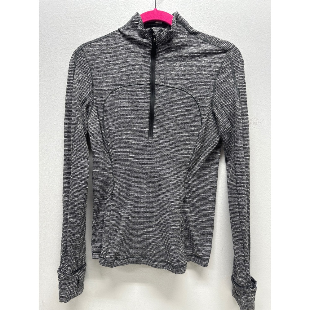 Lululemon Run Swiftly Tech 1/2 Zip Gray Space Dye Pullover Womens Size 6
